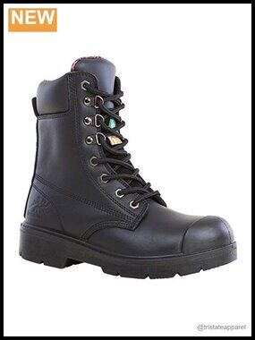 Waterproof Steel Toe Work Boots EH Rated Slip Resistant Lace Up Leather